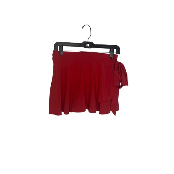 Shein stretch faux wrap tie dark rust red skort w/ pockets women's size medium - Picture 1 of 5